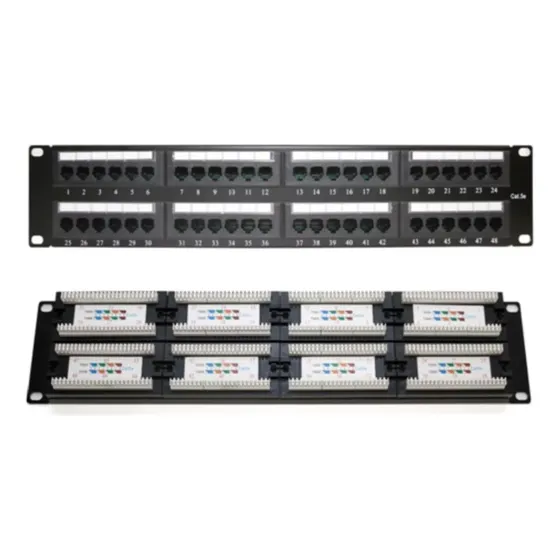 Patch Panel Utp De 48 Puertos Cat5e 19in, 2u Con Barra Para
