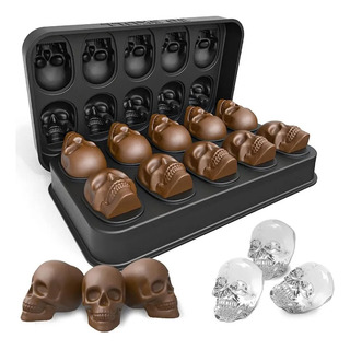 Forma Caveira 3d Gelo Silicone Chocolate Festas Bar Drinks Cor Preto Forma Caveira 3d Gelo Silicone Chocolate Festas Bar Drinks Cor Preto
