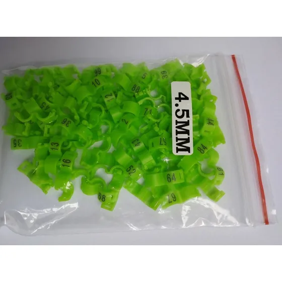 Anilha 4.5mm Para Pássaros  100 Unidades Enumeradas Aves