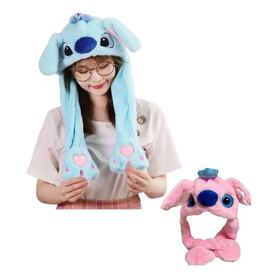 Touca Gorro Stitch Pelúcia Mexe Levanta Orelha