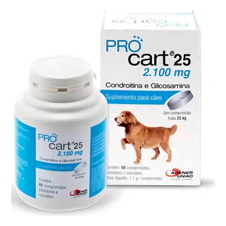 Procart 25 Condroitina E Glicosamina 60 Comp Cães Procart Agener União Procart 25 Condroitina E Glicosamina 60 Comp Cães Procart Agener União