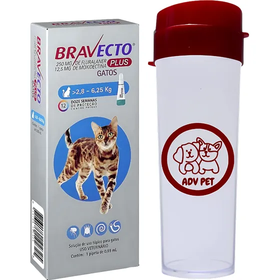 Bravecto Plus Gatos 2,8 A 6,25 Kg Transdermal Mais Brinde
