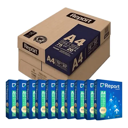 Caixa de Papel A4 Sulfite Report 5000 folhas Branco