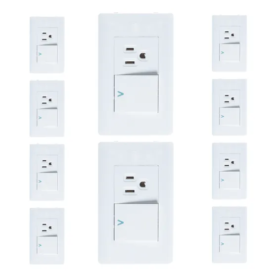 Paquete 10 Placas Con Interruptor Sencillo Y  Contacto Lucek 10 A 127v Blanco