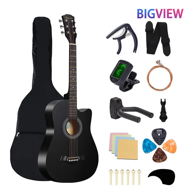 Guitarra Acústica Clásica Bigview 38in For Diestros Color Black Abs Mate