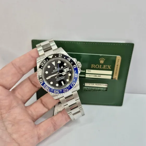 Rolex Gmt-master Ii  Batman  Oyster 40mm Automático Completo Prateado Preto/azul Preto