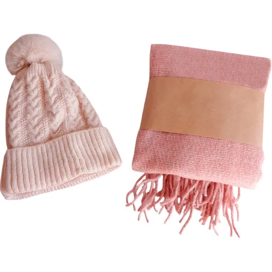Promo Bufanda Pashmina + Gorro Pompon Polar Por Dentro