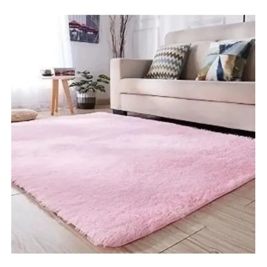 Tapete moderno luxo estampado liso felpudo macio Costa Oro Shaggy cor Rosa-claro felpudo - de 2m x 1.5m