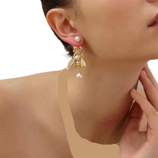 Pendientes De Abeja Con Perlas Dijia Estilo Retro Francés Pendientes De Abeja Con Perlas Dijia Estilo Retro Francés