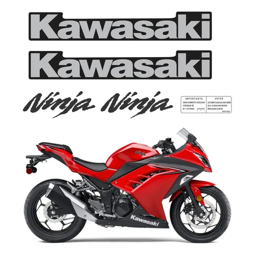 Kit Adesivo Emblema Kawasaki Ninja 300 Zx-3r Vermelha