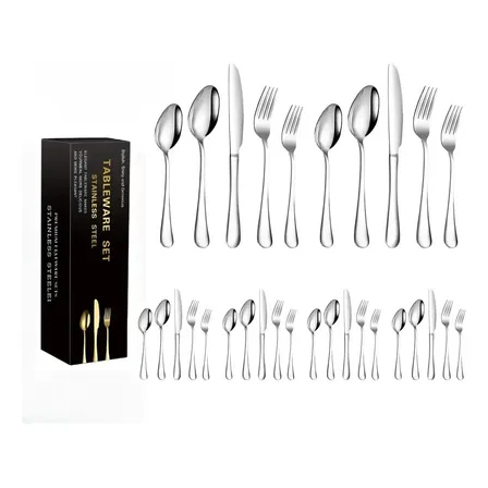 30 Peças Kit Jogos De Talheres Garfo E Faca Inox Prateado Prateado