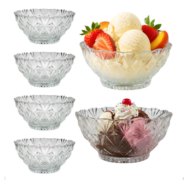 Jogo 6 Taças Tijela Bowl De Sobremesa Sorvete Transparente Transparente Bravli