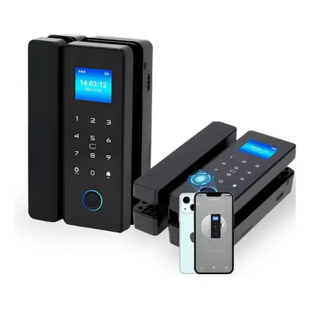 Fechadura Vidro Digital Preto Black Piano Porta Correr Fechadura Eletrônica