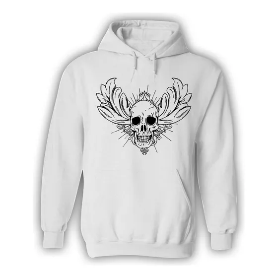 Canguro Buzo Blanco Calavera Dark
