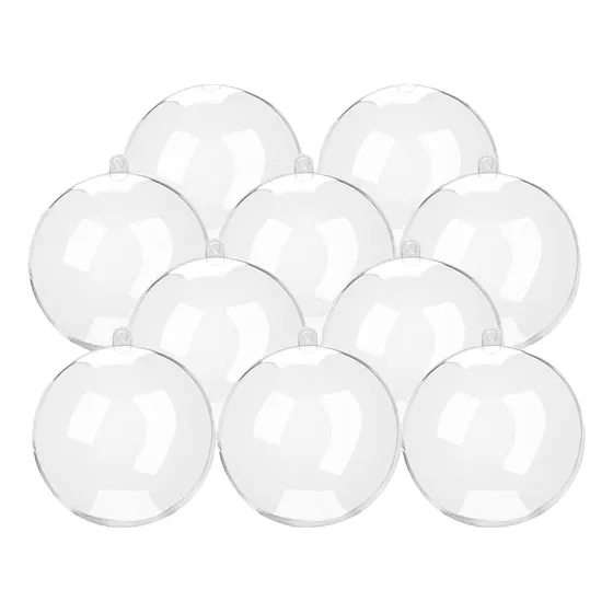 6 Bolas Esferas Plastica Transparentes Para Decorar 8cm 