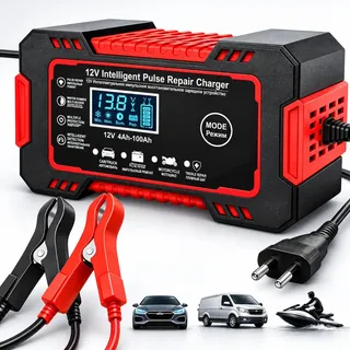 Carregador Inteligente De Bateria Automotiva Portátil 12v 6a