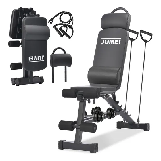 Banco Para Ejercicio Jumei Gym 13 En 1 Con 6 Posiciones De Inclinación Hasta 200kg Máximo Negro