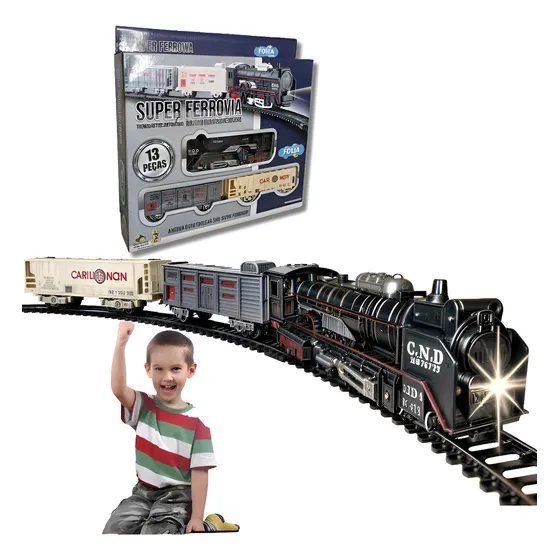 Ferrorama Trenzinho Trem Brinquedo Com Trilho+ Luz A Pilha