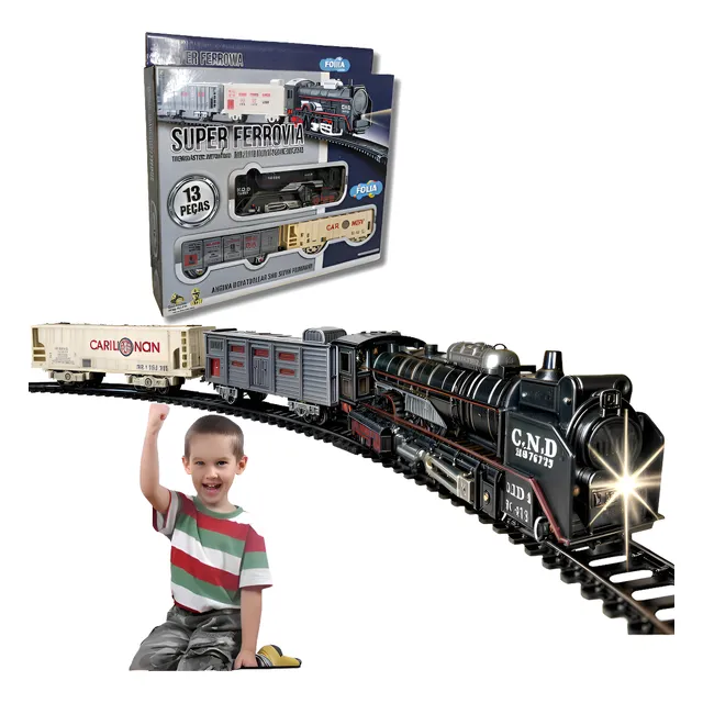 Ferrorama Trenzinho Trem Brinquedo Com Trilho+ Luz A Pilha