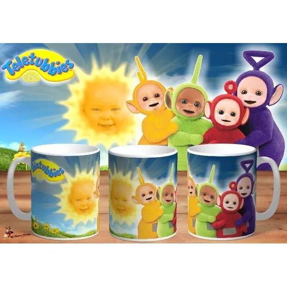 Taza De Ceramica Teletubbies Tv Retro 4k Art