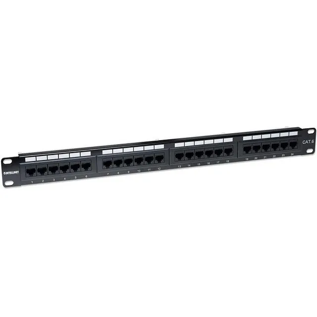 Panel De Parcheo Intellinet Cat6 24 Puertos Rack 520959
