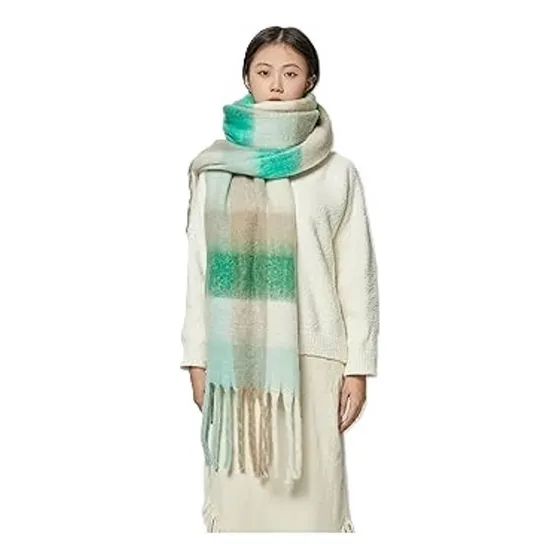 Bufandon Pashmina Mujer Lana Nube Con Flecos 240 X 40 Cm