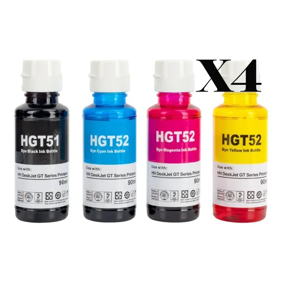 Combo Tinta Compatible Hp Gt51 Gt52 Negro Y Colores