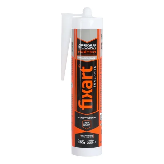 Silicona 100% Acetica Transparente Fixart 300ml X 24u