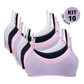 Kit 10 SutiĂŁs Infantil AlgodĂŁo Menina Usar Dia A Dia Confort Kit 10 SutiĂŁs Infantil AlgodĂŁo Menina Usar Dia A Dia Confort