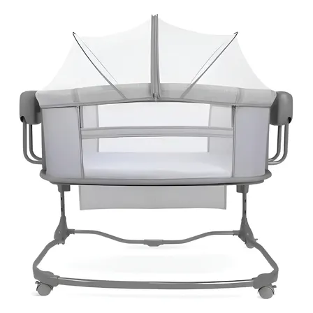 Mastela Techno Berço Bebê Automático 8602 Bluetooth Até 18kg Cinza Escuro