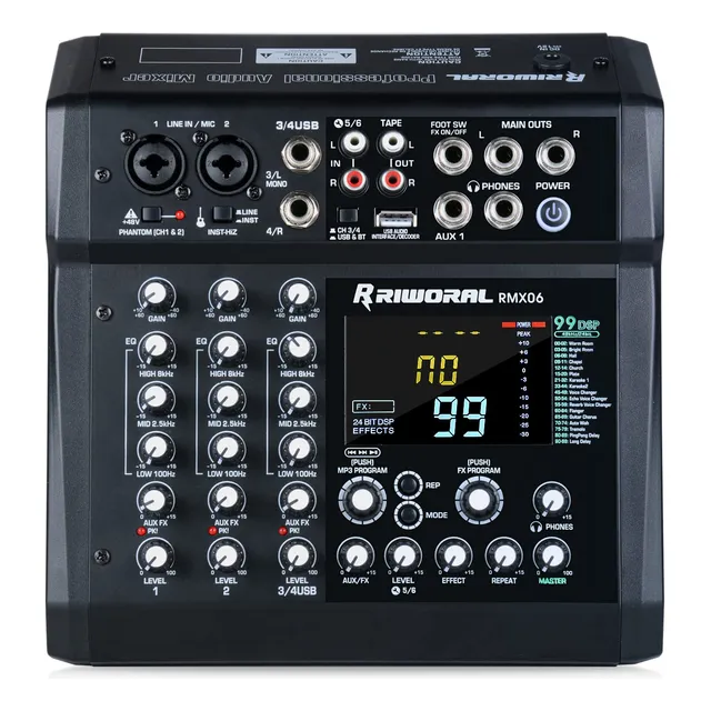 Mezclador Profesional Dj 6 Canal Tabla Mezcla Riworal 99 Dsp