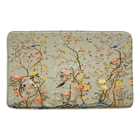 Alfombra Baño Diseño Flor Pajaro Retro Rama Floral