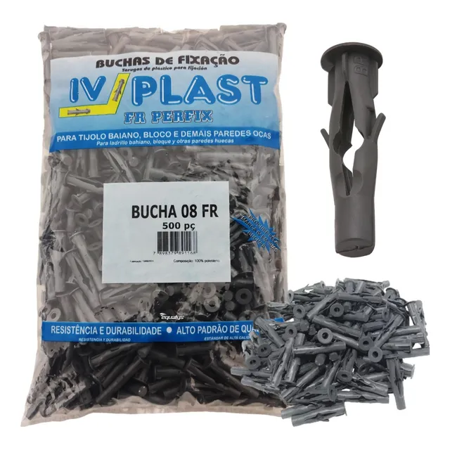 Bucha 8mm Tijolo Bloco Parede Oca C/ Aba Sem Parafuso 500pçs
