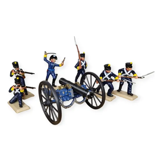 Soldaditos Dsg Britains Artillería Patriota Cañón + 5solados Cañón Azul