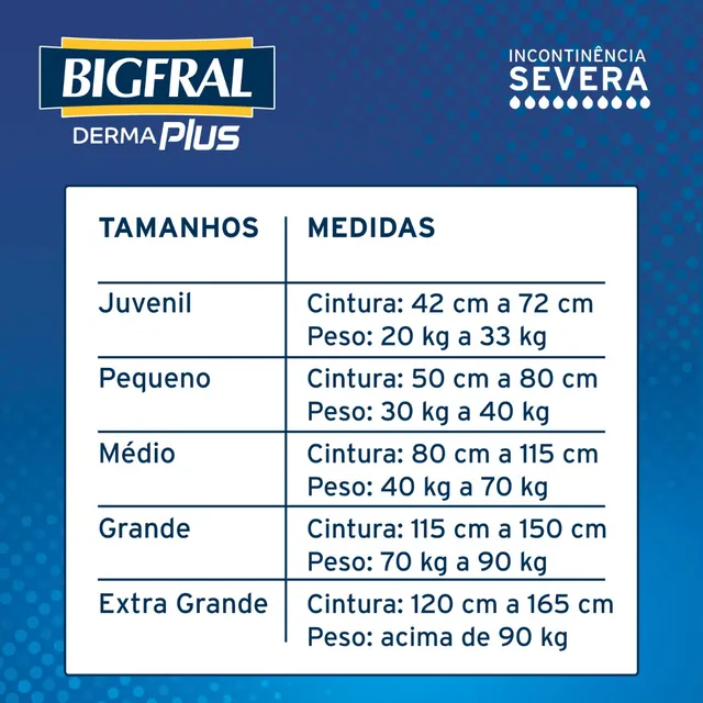 Fralda Descartável Bigfral Derma Plus Noturna G 16 Unidades