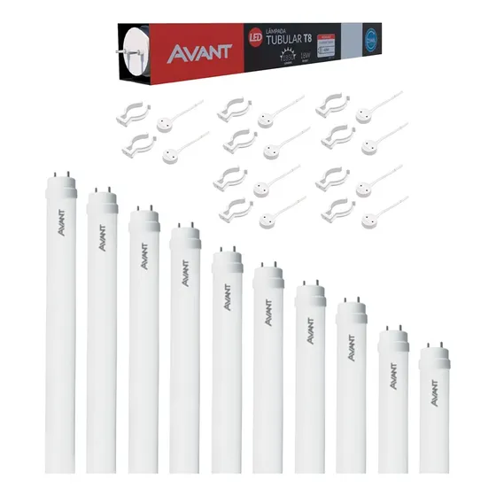 Kit 12 Lâmpadas Led Tubular 120cm 18w T8 1,2m Avant 6500k