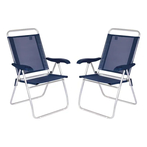 Set de 2 tronas reclinables Boreal con portavasos de playa, color azul marino