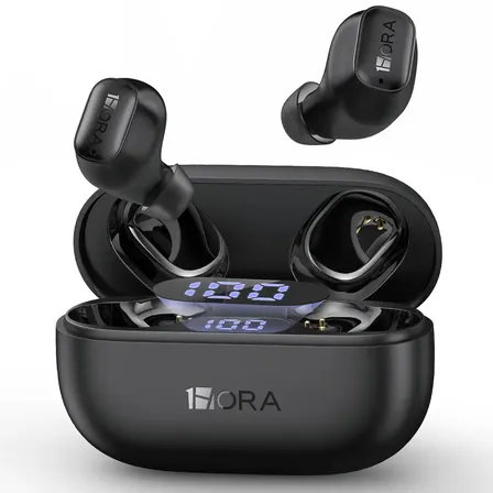 Audífonos 1hora Inalámbricos Bluetooth 6.0 Con Pantalla Led Y Micrófono Negro