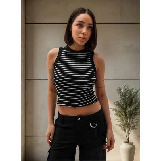 Remera Musculosa Rayada De Día Gobo Mujer Naif