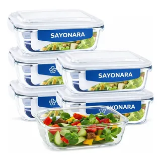 Kit 6 Potes De Vidro Hermético 640ml Marmita Tampa Vedação Transparente