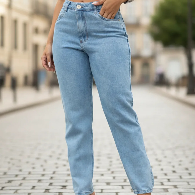 Calca Jeans Feminina Mon Cintura Alta Premium Estilo Blogueira