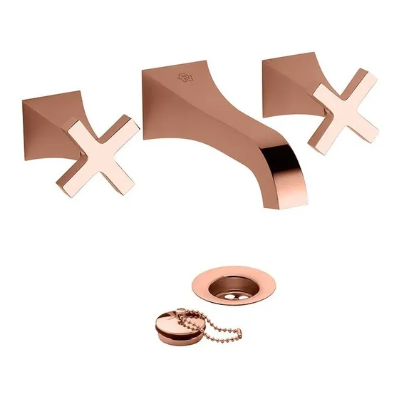 Griferia Fv Urbano Cruz Rose Gold Lavatorio Pared 0203/h3-rg