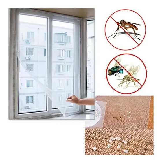 Cortina Mosquitero Adhesivo Tela Ventana Insectos 130x150cm Color Blanco