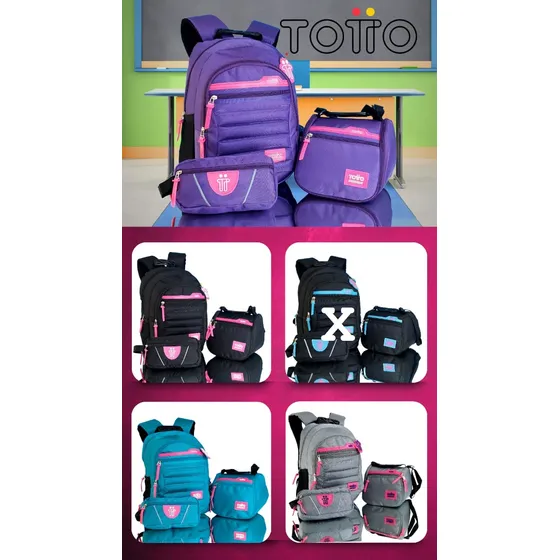 Bolso Escolar Totto Set 3 Piezas 25l Triple Aaa