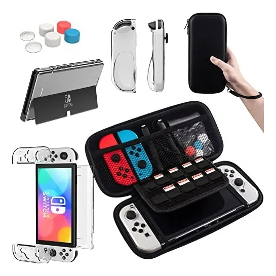 Protector De Pantalla Switch Oled Case Set Joy-con Caps