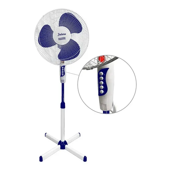 Ventilador Pedestal De Coluna 3 Pas 40cm Diametro 110v Estrutura Branco Pás Azul