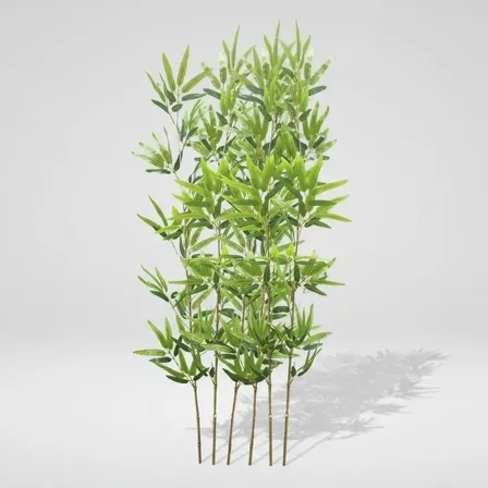 Kit Com 6 Hastes Planta Bambu Mossô Artificial Cor Verde