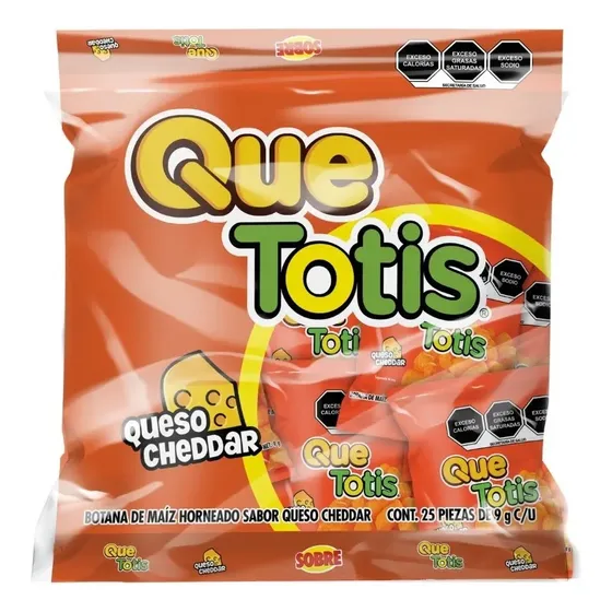 Totis Que Totis Cheddar Chetos Quetotis Botanas Frituras 25pz 225g