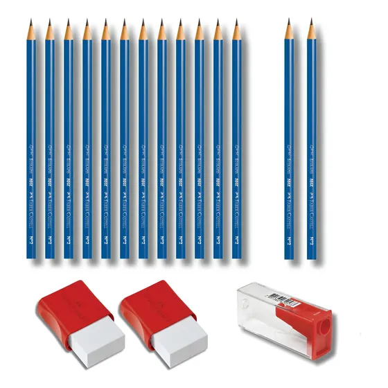 Kit 14 Lápis Max 2 Borrachas 1 Apontador Faber Castell