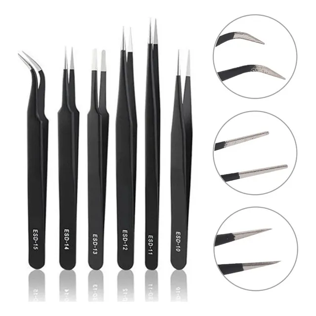 Kit 6 Pinzas Antiestaticas Precision Esd, Smd, Pcb, Celular